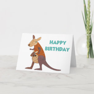 Mum and Baby Kangaroo Birthday Card