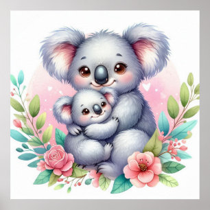 Mum and Baby Koala Bear  Poster