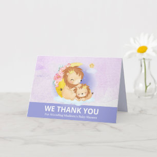 Mum and Baby Lion Purple Thank You Card