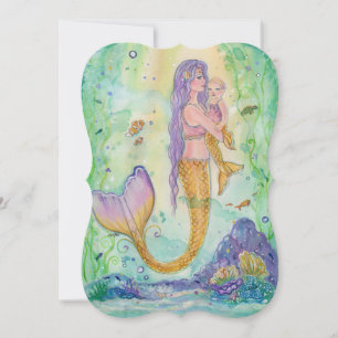Mum and baby mermaid baby shower invitations