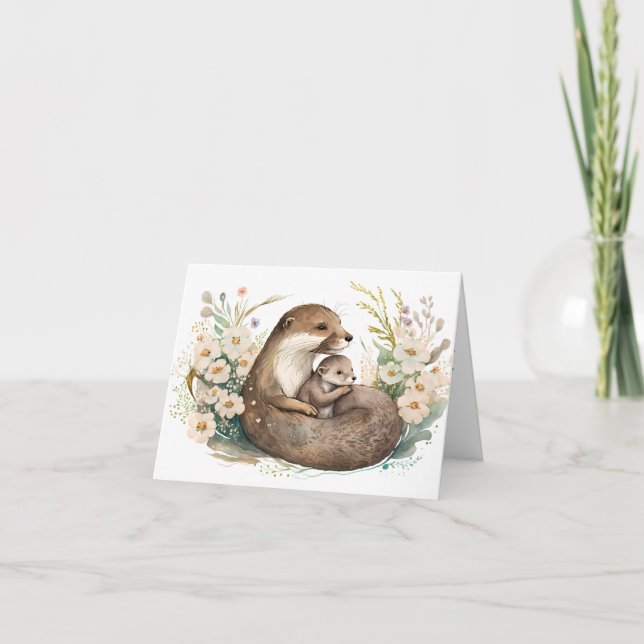 Mum and Baby Otter Mothers Day Card (Front)