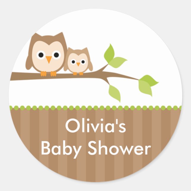 Mum and Baby Owl Baby Shower Stickers (Front)
