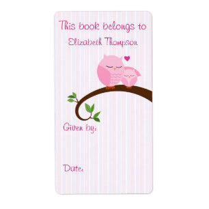 Mum and Baby Owl Book Label