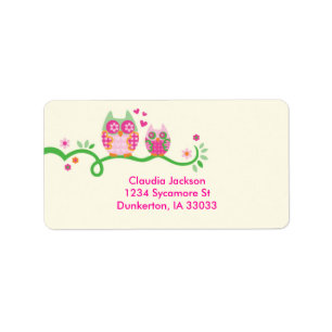Mum and Baby Owl Custom Label