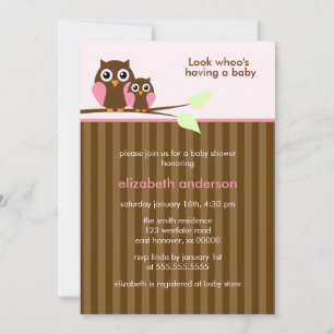 Mum and Baby Owl {pink} Baby Shower Invitation