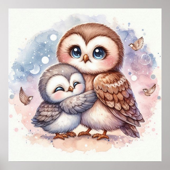 Mum and Baby Owl Poster (Front)