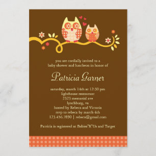Mum and Baby Owl Unisex Baby Shower Invitation