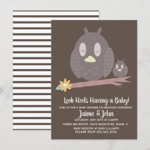 Mum and Baby Owl Woods Baby Shower Gender Reveal Invitation