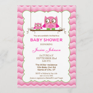 Mum and Baby Owls Girl Baby Shower Invitation