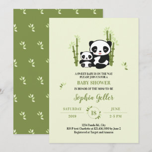Mum and Baby Panda Bear Baby Shower Invitation