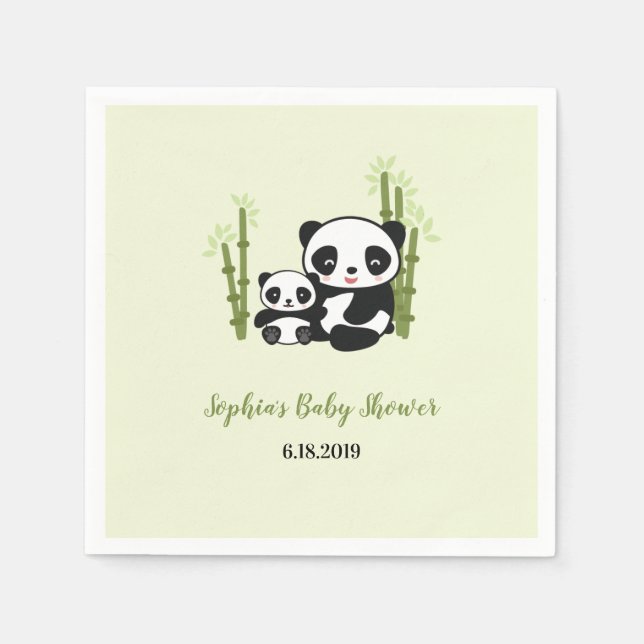 Mum and Baby Panda Bear Baby Shower Napkin (Front)