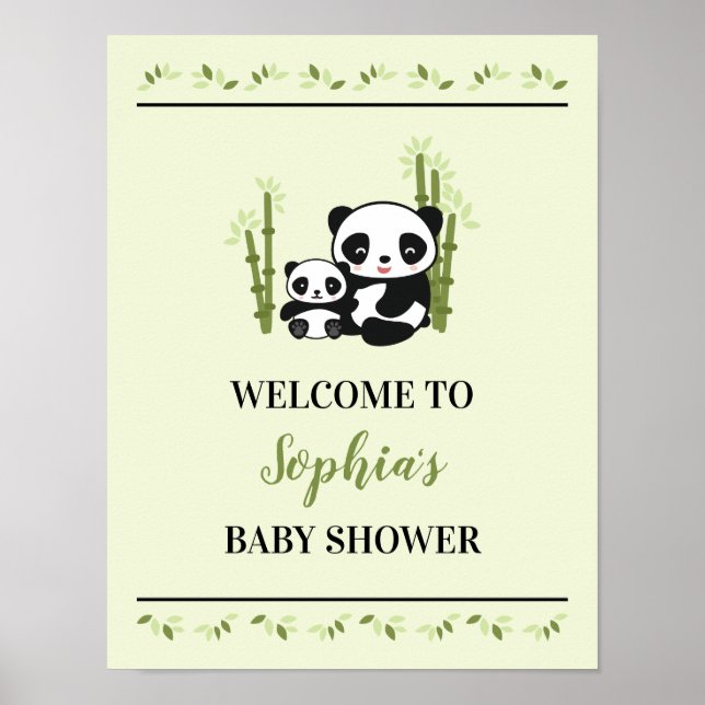 Mum and Baby Panda Bear Baby Shower Plate Poster (Front)