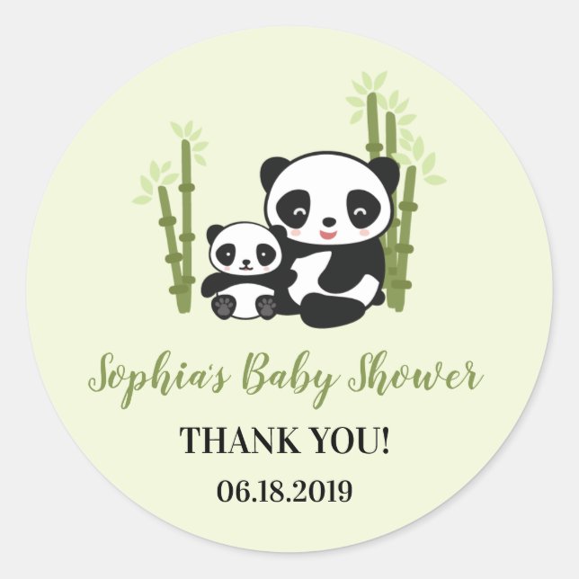 Mum and Baby Panda Bear Baby Shower Sticker (Front)