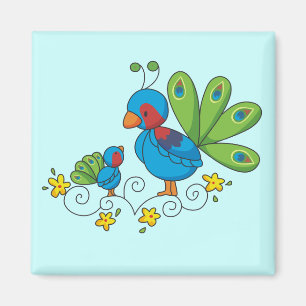 Mum and Baby Peacock Magnet
