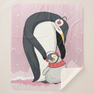 Mum And Baby Penguin   Gifts For Baby Sherpa Blanket