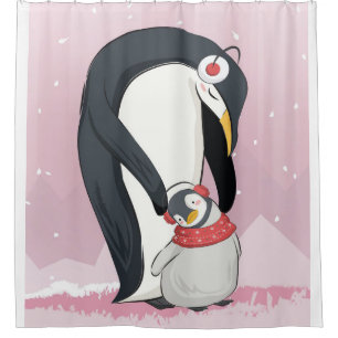 Mum And Baby Penguin Gifts For Baby Shower Curtain