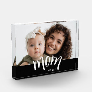 Mum and Baby Photo Custom Year Established Block