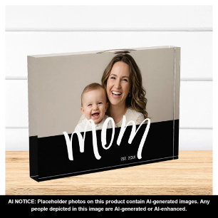 Mum and Baby Photo Custom Year Established  Block