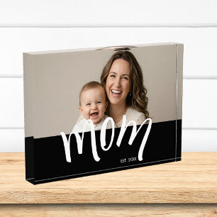 Mum and Baby Photo Custom Year Established Block