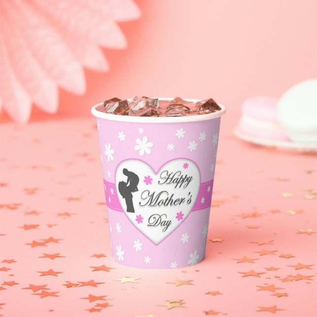 Mum and baby pink Mother's day Paper Cups (Insitu)