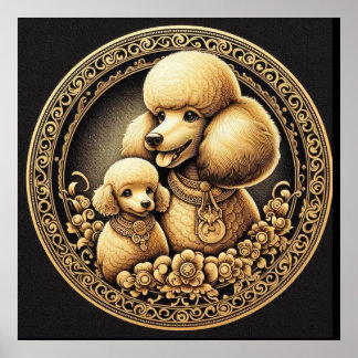 Mum and Baby Poodle 025000X Poster