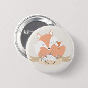 Mum and Baby Red Fox Baby Shower 6 Cm Round Badge