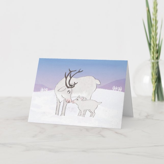 Mum and baby reindeer Christmas card (Front)