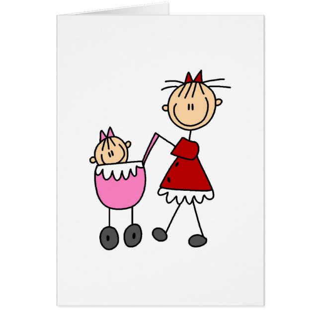 Mum And Baby Stick Figure Card (Front)