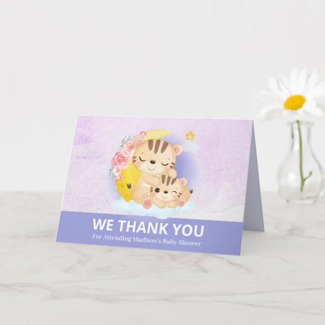 Mum and Baby Tiger Purple Thank You Card (Small Plant)