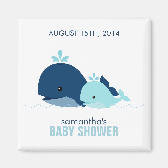Mum and Baby Whale Baby Shower {blue} Magnet (Front)