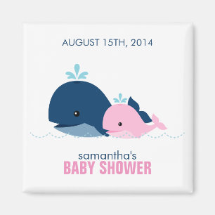 Mum and Baby Whale Baby Shower {pink} Magnet