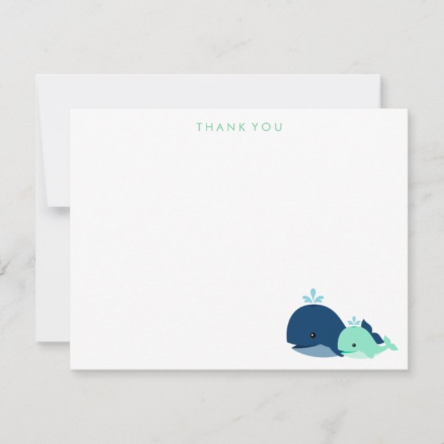 Mum and Baby Whale Thank You Notes {green} (Front)