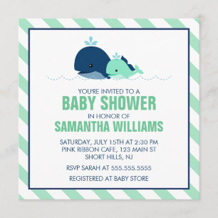 Mum and Baby Whales Baby Shower Invitation