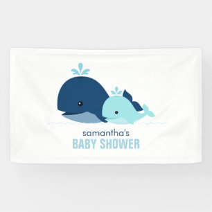 Mum and Baby Whales Boy Baby Shower Welcome Banner