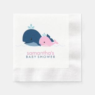 Mum and Baby Whales Girl Baby Shower Napkin