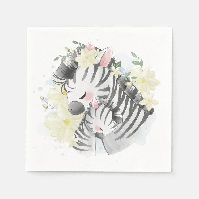 Mum and Baby Zebra Napkins (Front)