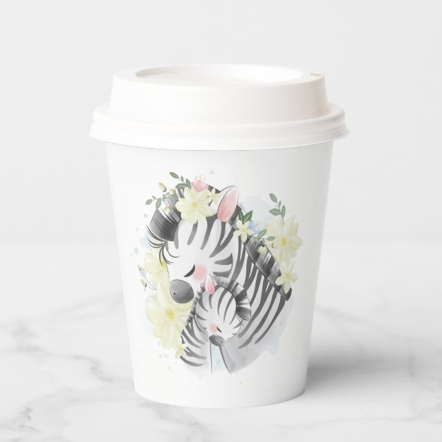 Mum and Baby Zebra Paper Cups (Front)