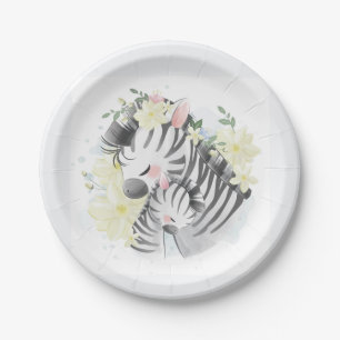 Mum and Baby Zebra Paper Plates