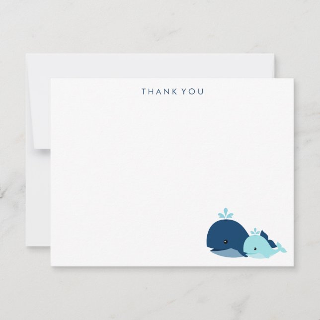 Mum and Blue Baby Whale Thank You Cards (Front)
