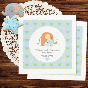 Mum and Blue Elephant Baby Shower Napkin