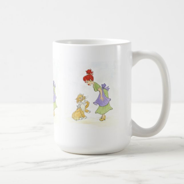 Mum and Cat with Mouse Bone China Cup (Right)