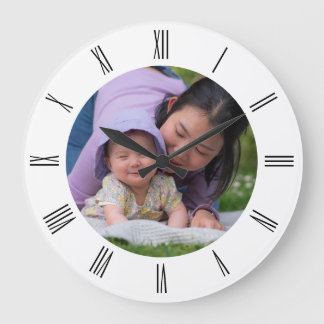 Mum and Child Circle Shape Family Photo Large Clock