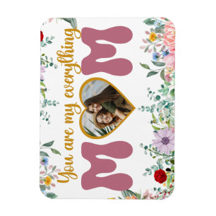 Mum and child love watercolor floral Mother's day Magnet