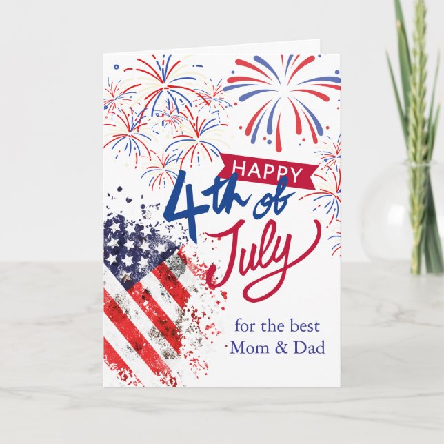 Mum and Dad 4th of July Patriotic Card (Front)