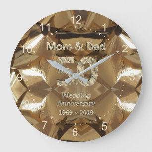 Mum and Dad 50th Wedding Anniversary 2019 Large Clock