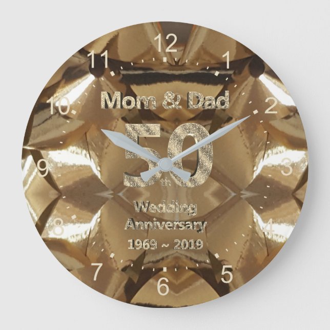 Mum and Dad 50th Wedding Anniversary 2019 Large Clock (Front)