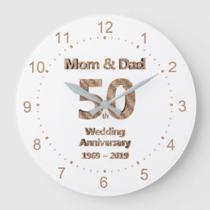 Mum and Dad 50th Wedding Anniversary 2019 Large Clock