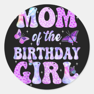 Mum And Dad Birthday Girl Butterfly Family Party D Classic Round Sticker