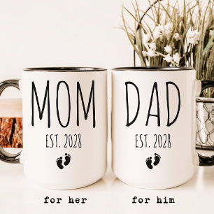 Mum and Dad   Custom Elegant Script Baby Reveal Mug