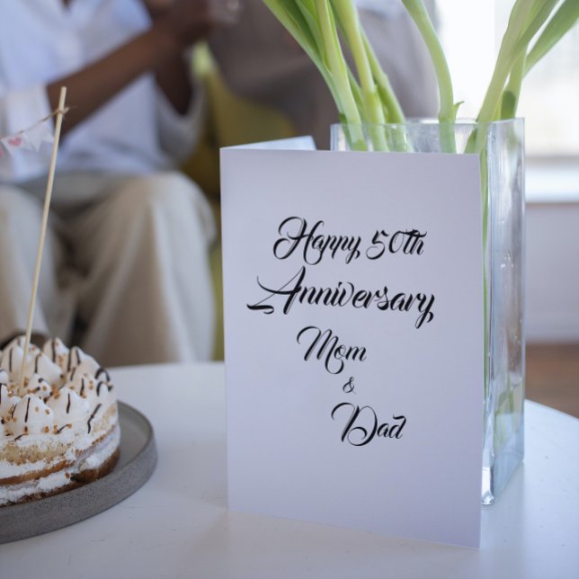 Mum and Dad Golden Wedding Anniversary Foil Card (In Situ Table)